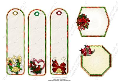 Christmas Tags Traditional Colours 2