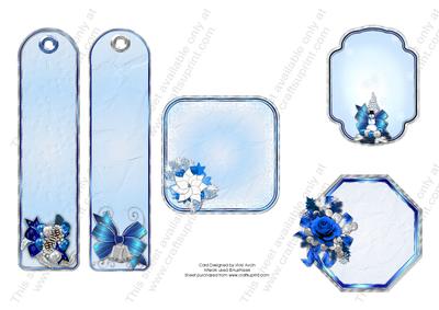Christmas Tags Blue Colours 1