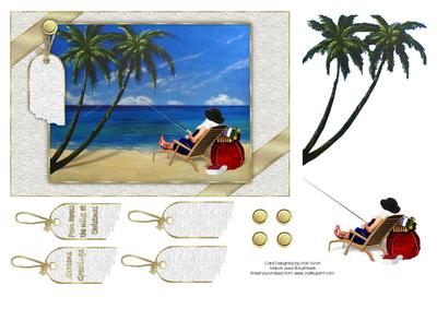 Fishing Aussie Santa Christmas Card