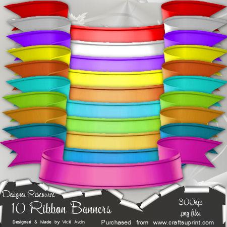 10 Ribbon Banners Designer Rescource