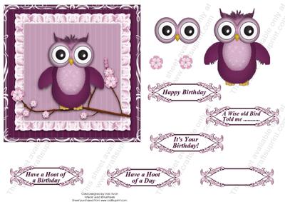 Cute Pink Owl Birthday