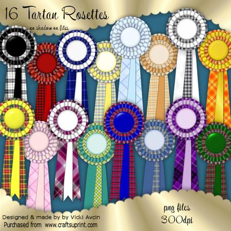 16 Tartan Rosettes