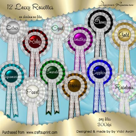 12 Lace Rosettes