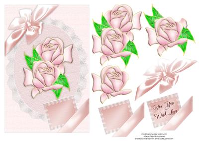 Pink Roses Birthday Card