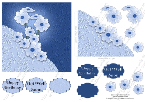 Blue Daisies with Embossed look and faux Corner Pocket
