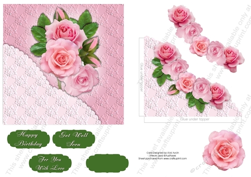Pretty Pink Roses with Embossed look and faux Corner Pocket