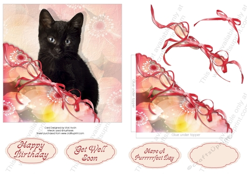 Cute Black Kitty with Embossed look and faux Corner Pocket