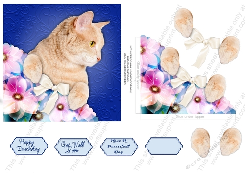 Cute Ginger Kitty with Embossed look and faux Corner Pocket