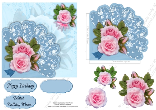 Pink Rose Blue Fan 