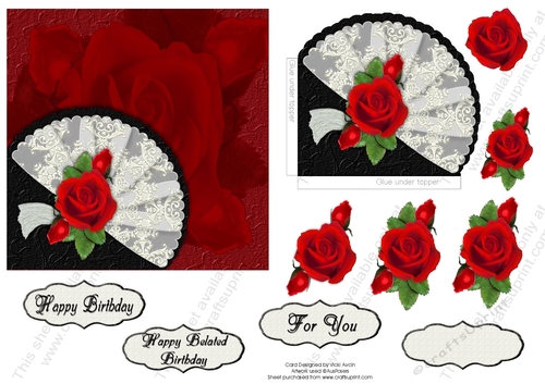 Red Rose White Fan 