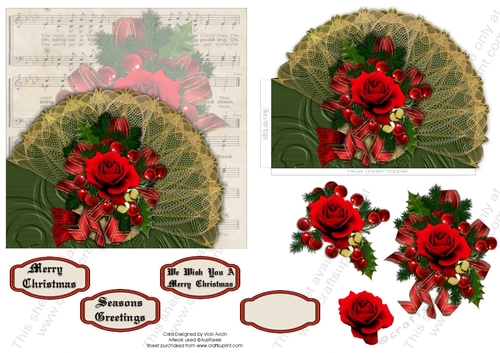 AP Christmas Rose and Gold Fan