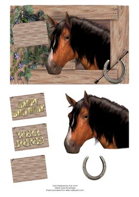 Horse in the Stable Birthday/male Card