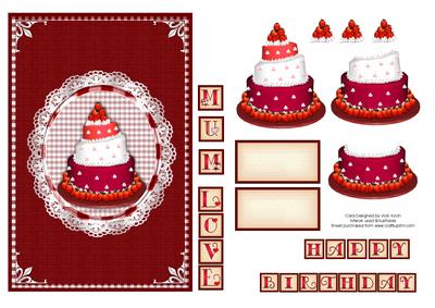 Strawberries and Cream Cake Birthday Card