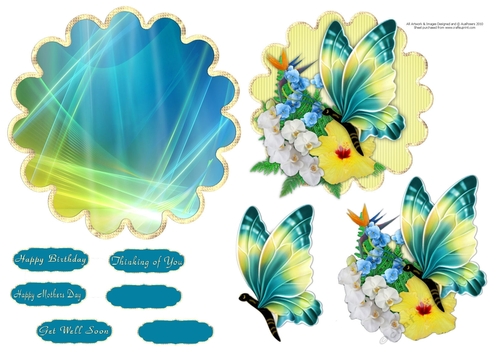 Yellow and Aqua Butterfly Scallop