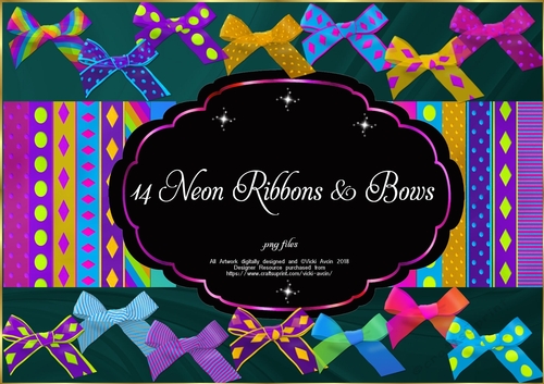 14 Vibrant Neon Bows and Ribbons 