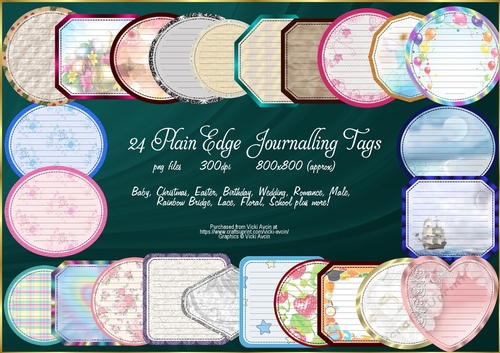 Mega Pack of 24 Plain edge Journalling Tags 