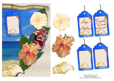 Tropikal Hibiscus Holiday Travel or Bon Voyage Card