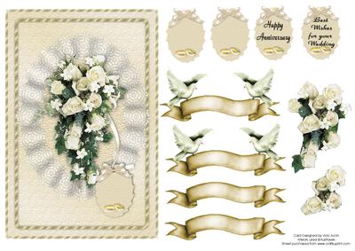White Rose Bouquet Wedding or Anniversary Card