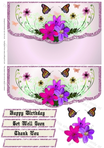 Lillies and Butterflies Envelope Look Birthday