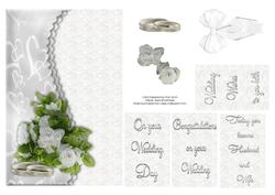 White Silk Rose Wedding Card