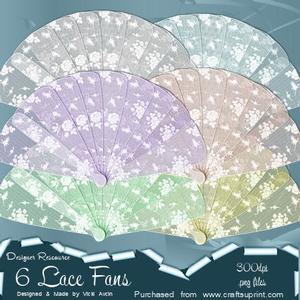 6 Lace Fans Designer Rescource
