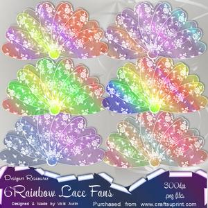 6 Rainbow Lace Fans