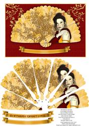 Warm Tone Oriental Fan Birthday
