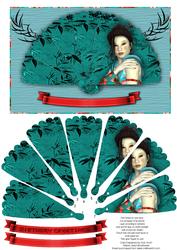 Cool Tone Oriental Fan Birthday