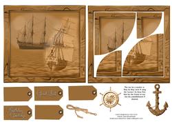 Sepia Sailing Ship Birthday or Fathers Day