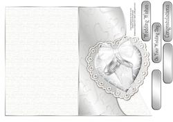 Silver Wedding Rings and Heart Pillow Wedding Card