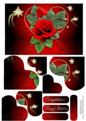 Dark Red Rose in Heart for Birthday or Love