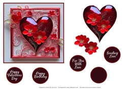 Red Heart and Flowers