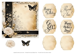 Black with White Rose Journal Style