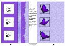 Purple/blue Butterfly Easy 3D Look Card