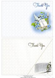 Blue Roses and Bible and Bible Religious Thank You Notelets