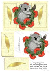 Australian Koala in Gum Wreath