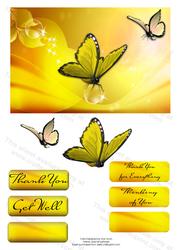 Yellow Butterfly Thank You or Birthday