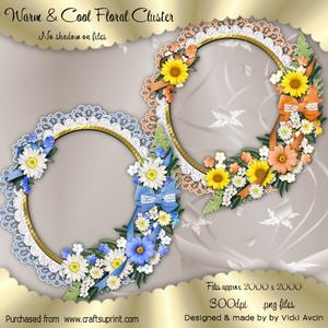Warm and Cool Floral Cluster Frames