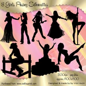 8 Girl Poses Silhouettes