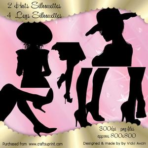 2 Hats and 4 Legs Silhouettes