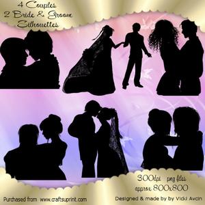 Couples and Bride and Groom Silhouettes