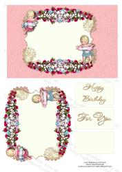 Cherubs and Floral Spray Birthday