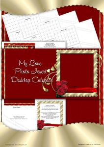 Red and Gold Photo Insert Desktop Calendar Base