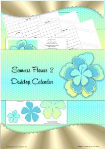 Blue Summer Flower Desktop Calendar Base