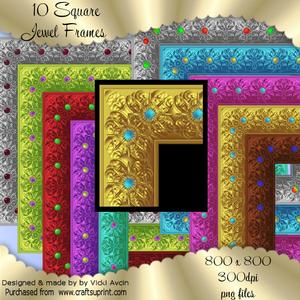 10 Square Jewel Frames