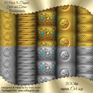 5 Gold and 5 Silver Fancy Background Papers
