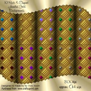 10 Gold Jewelled Background Papers
