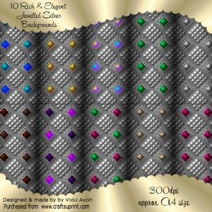 10 Silver Jewelled Background Papers