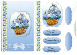 Basket of Blue Roses Birthday or Wedding Anniversary