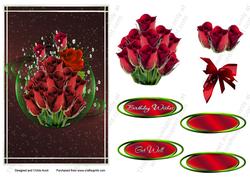 Red Roses in Motion Birthday or Get Well